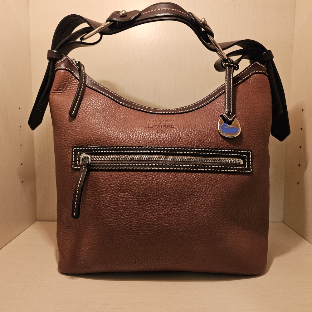 DOONEY & BOURKE two-tone Pebbled Leather Cocoa Brown/Tan Shoulder Bag